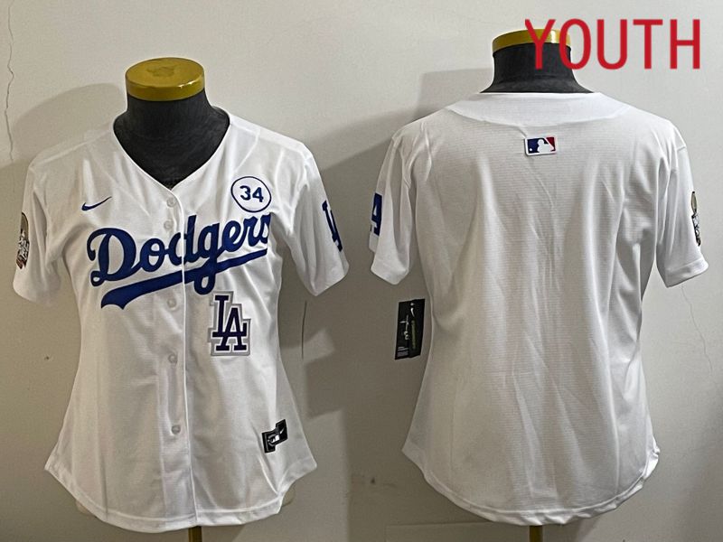 Youth Los Angeles Dodgers Blank White Game 2024 Nike MLB Jersey style 11211